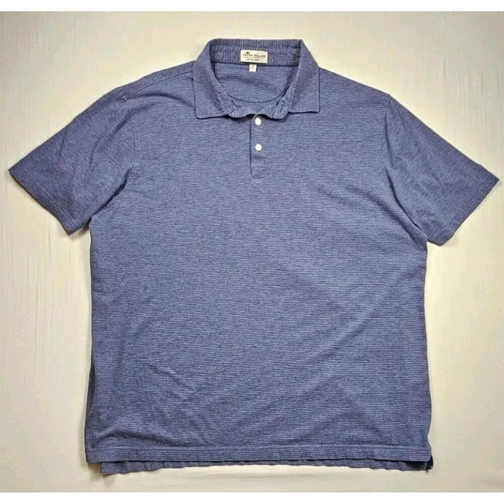 Peter Millar Heathered Blue Short Sleeve Polo